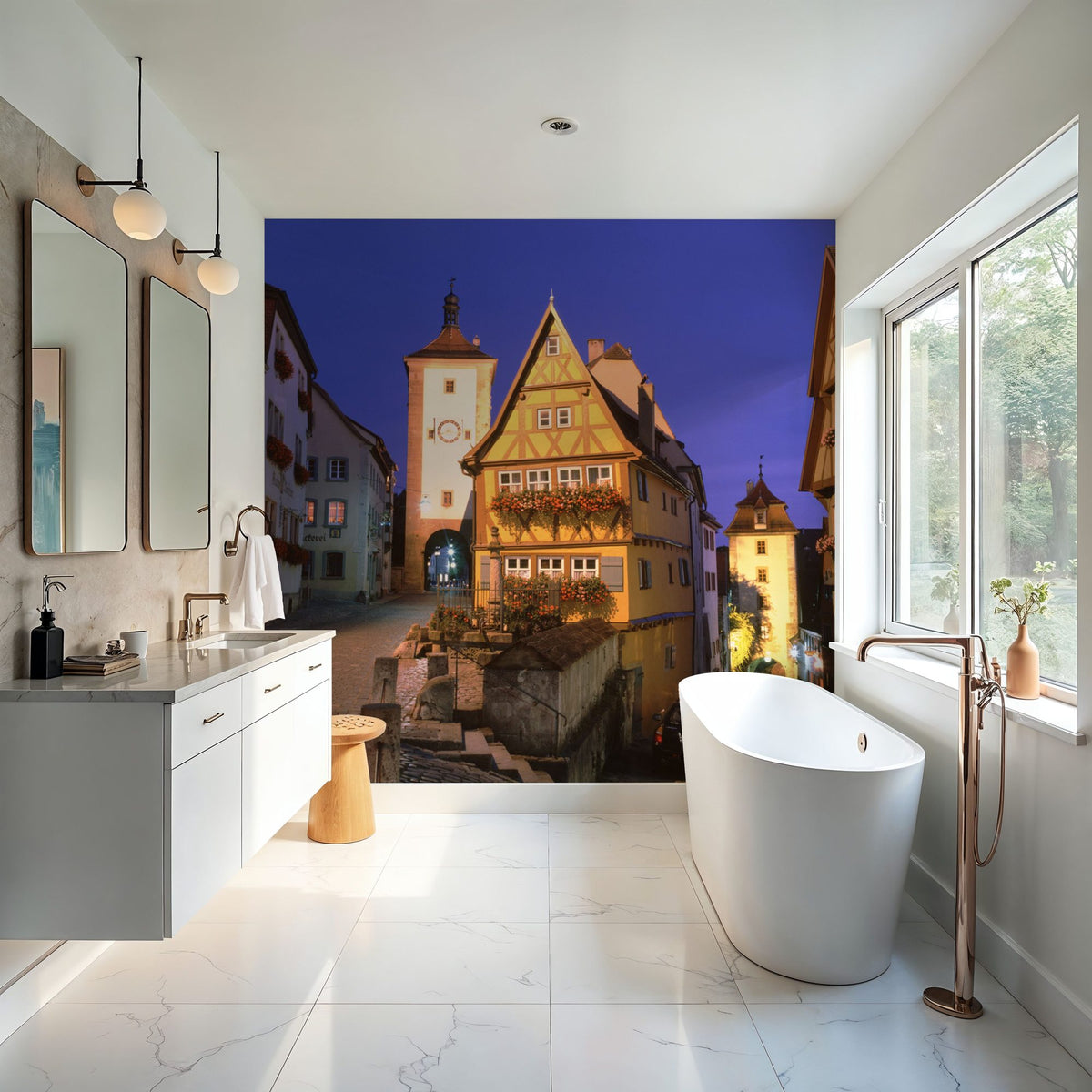 Medieval Twilight Alley Mural Wallpaper - room preview 04