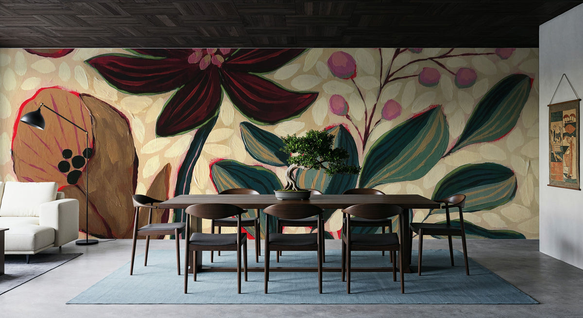 Autumn Florals Mural Wallpaper - room preview 04