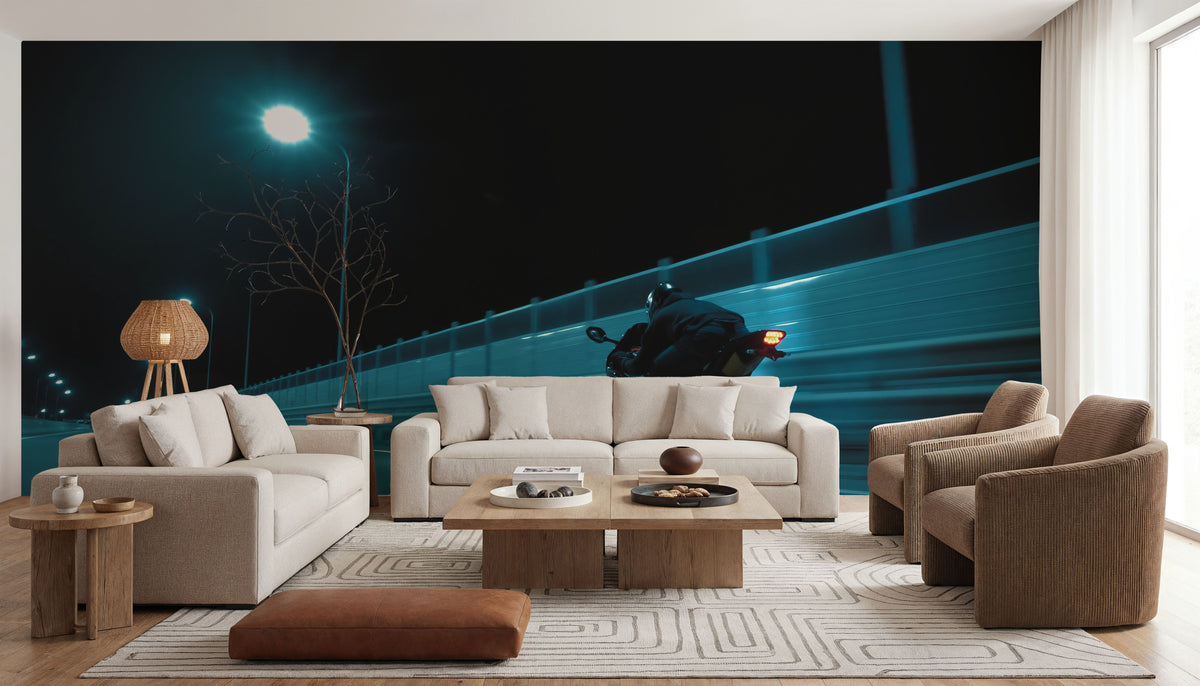 Motorcycle At Night Mural Wallpaper - room preview 04