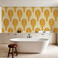 Floral Rackets, Yellow Mural Wallpaper - room preview 04