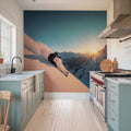 Sunset Skiing Mural Wallpaper - room preview 04