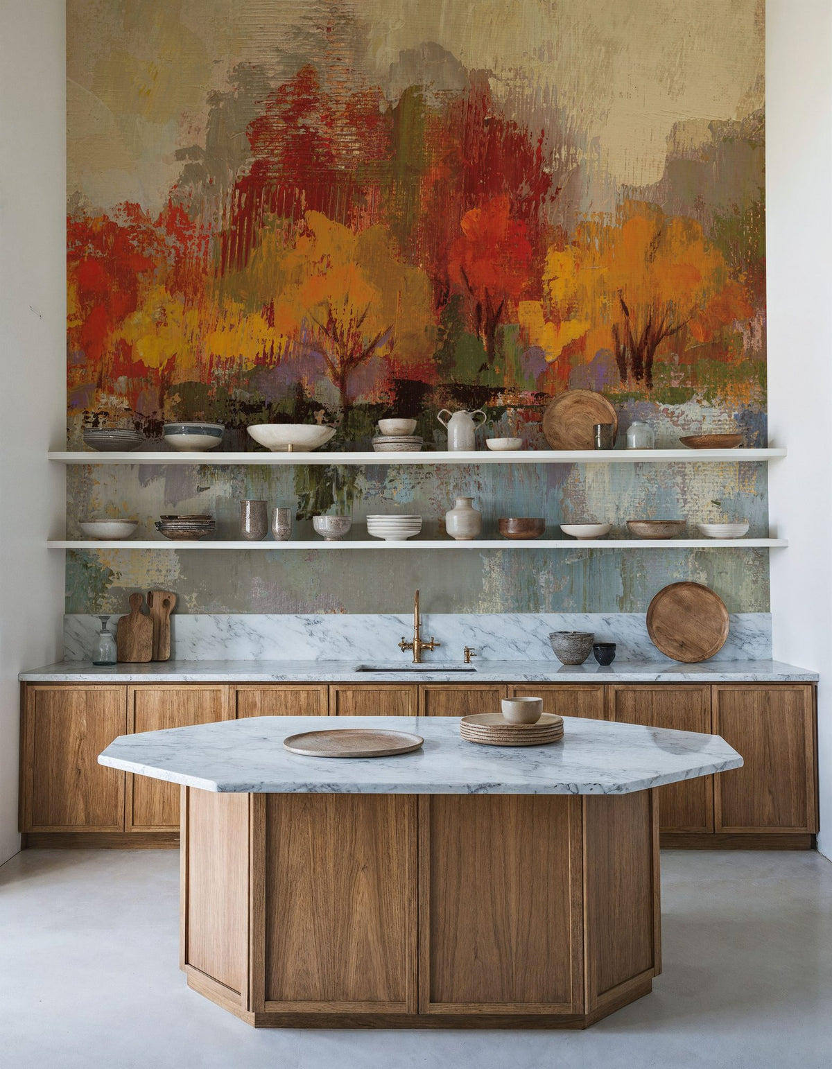 Autumn River Reflection Mural Wallpaper - room preview 04