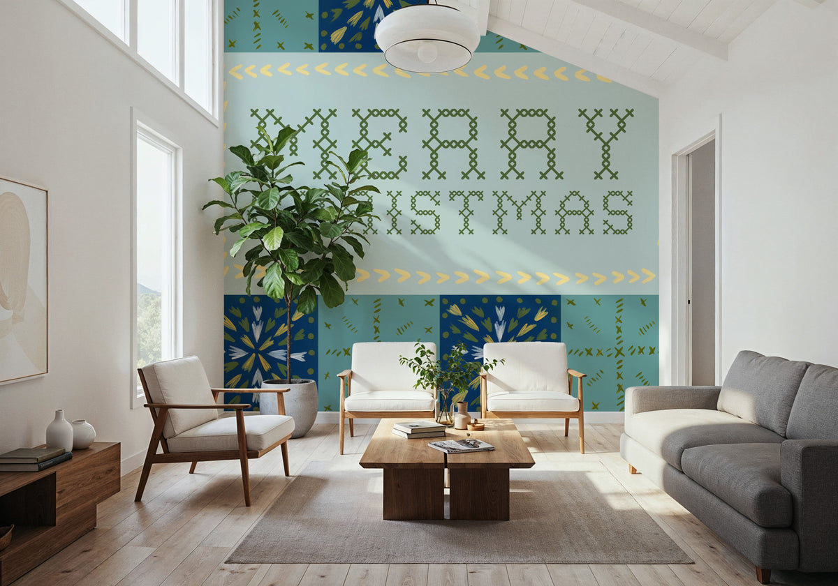 Quilted Christmas IV Mural Wallpaper - room preview 04