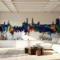 Toulouse France Skyline Blue & Bronze Mural Wallpaper - room preview 04
