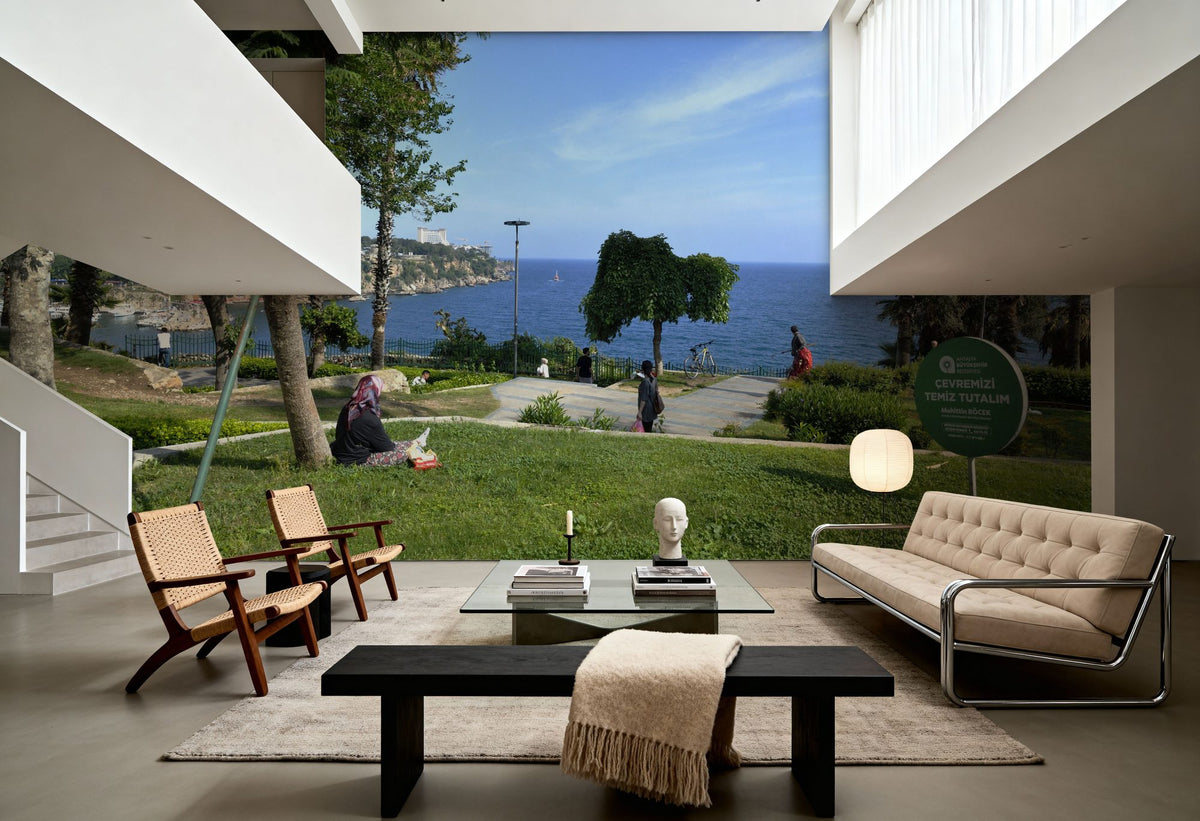 Mediterranean Coastal Viewpoint Mural Wallpaper - room preview 04