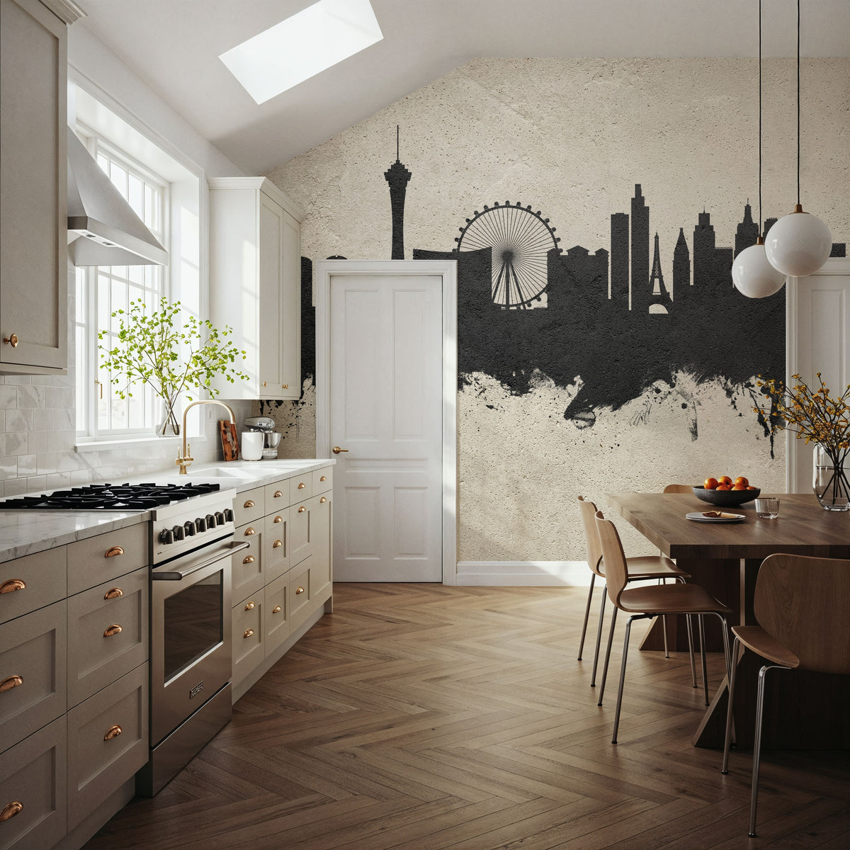 Las Vegas Nevada Skyline Concrete Mural Wallpaper - room preview 04