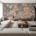 Floral Grunge Singing Mural Wallpaper - Red Tone - room preview 04