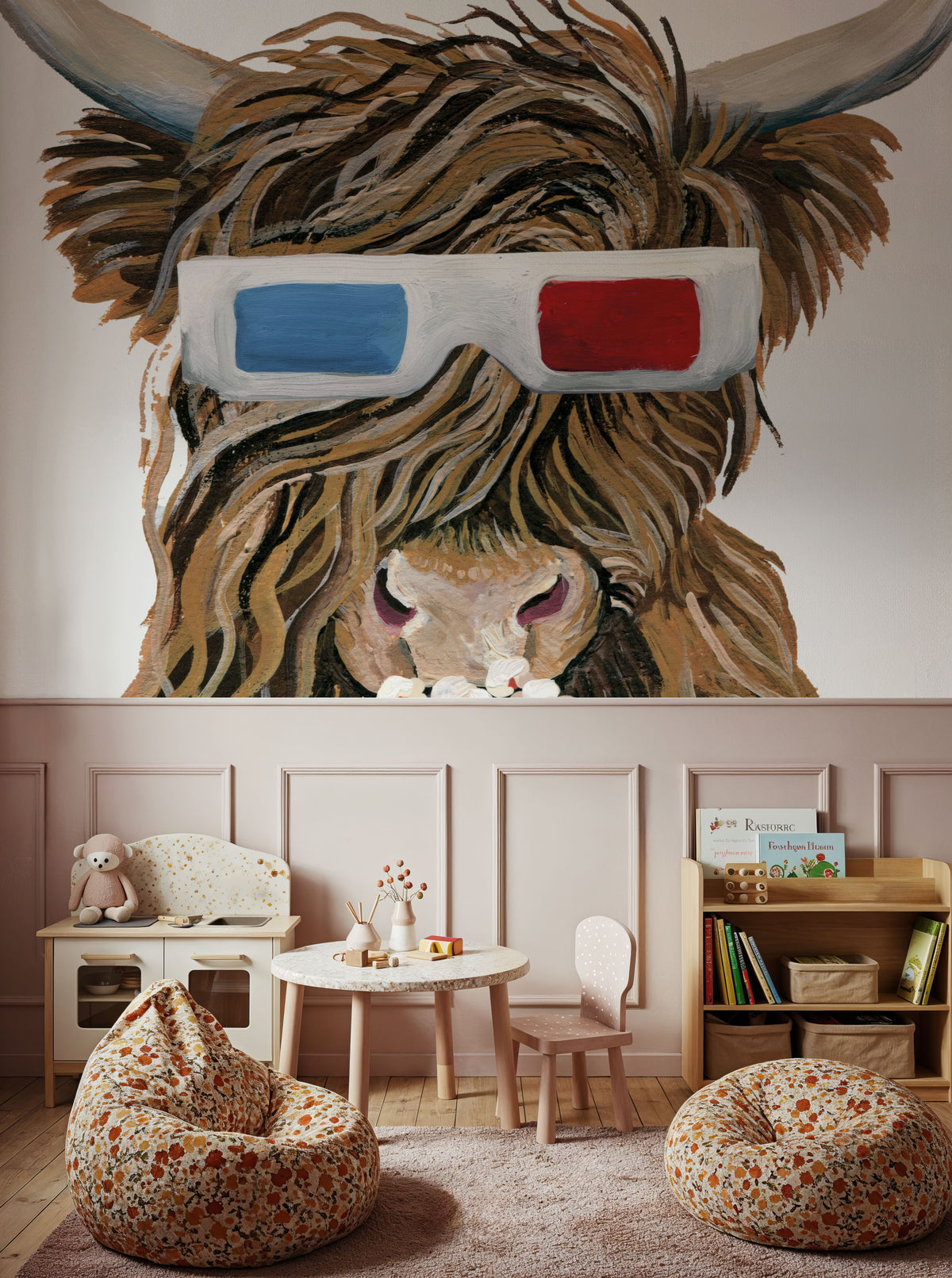 Movie Cow Popcorn Mural Wallpaper - room preview 04
