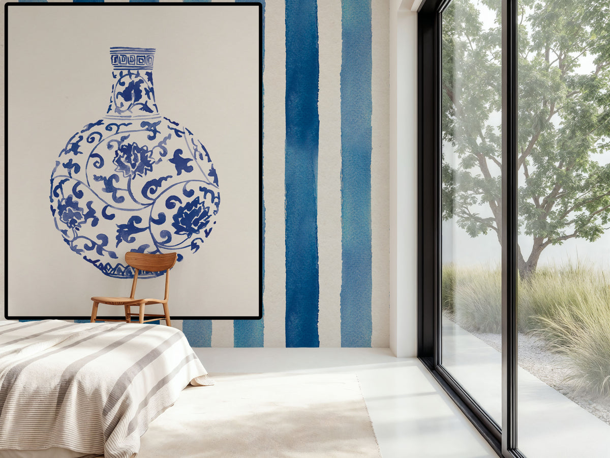 Chinoiserie Vase III Stripes Mural Wallpaper - room preview 04