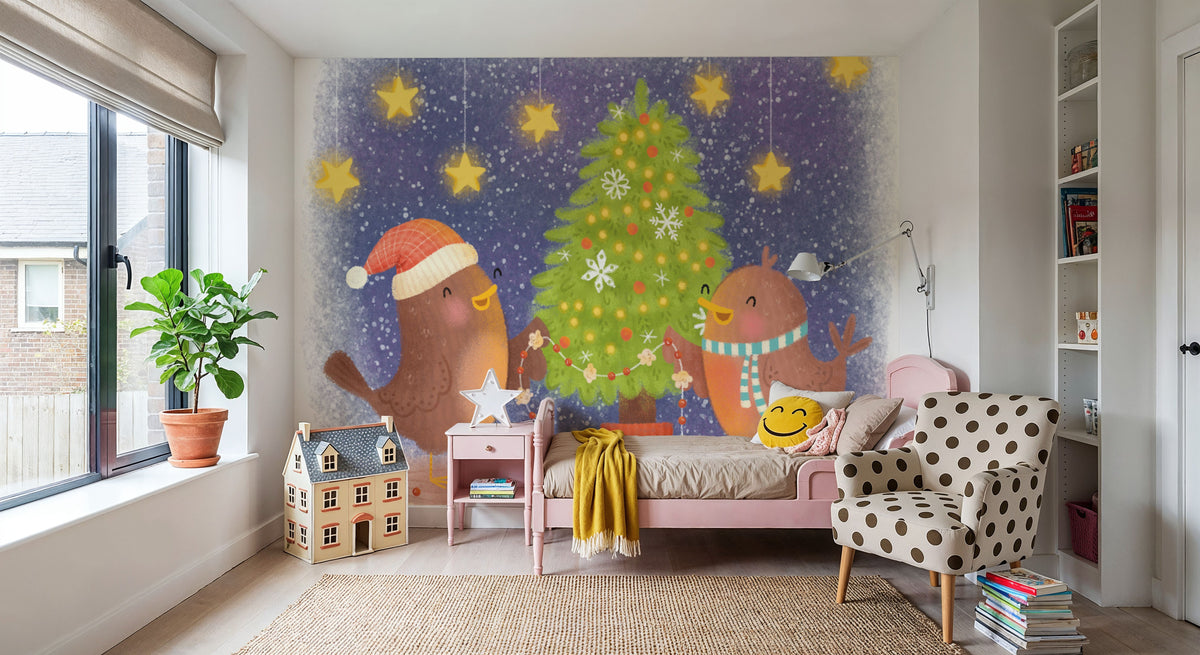 Crafty Birds Mural Wallpaper - room preview 04