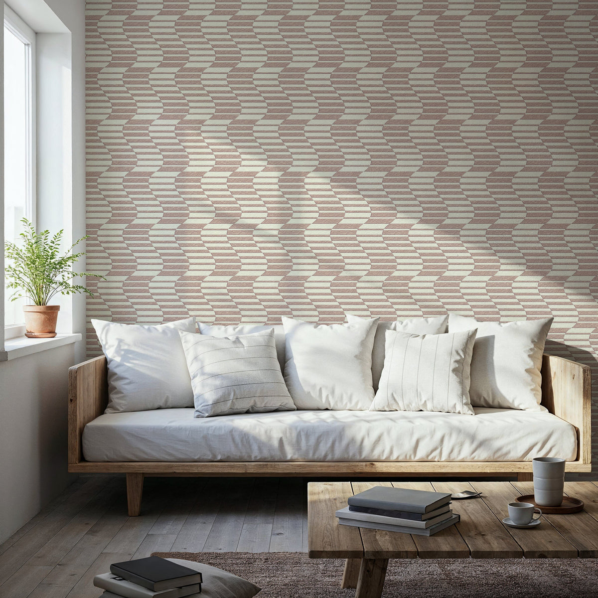 Pulse, Dusty Rose Mural Wallpaper - room preview 04