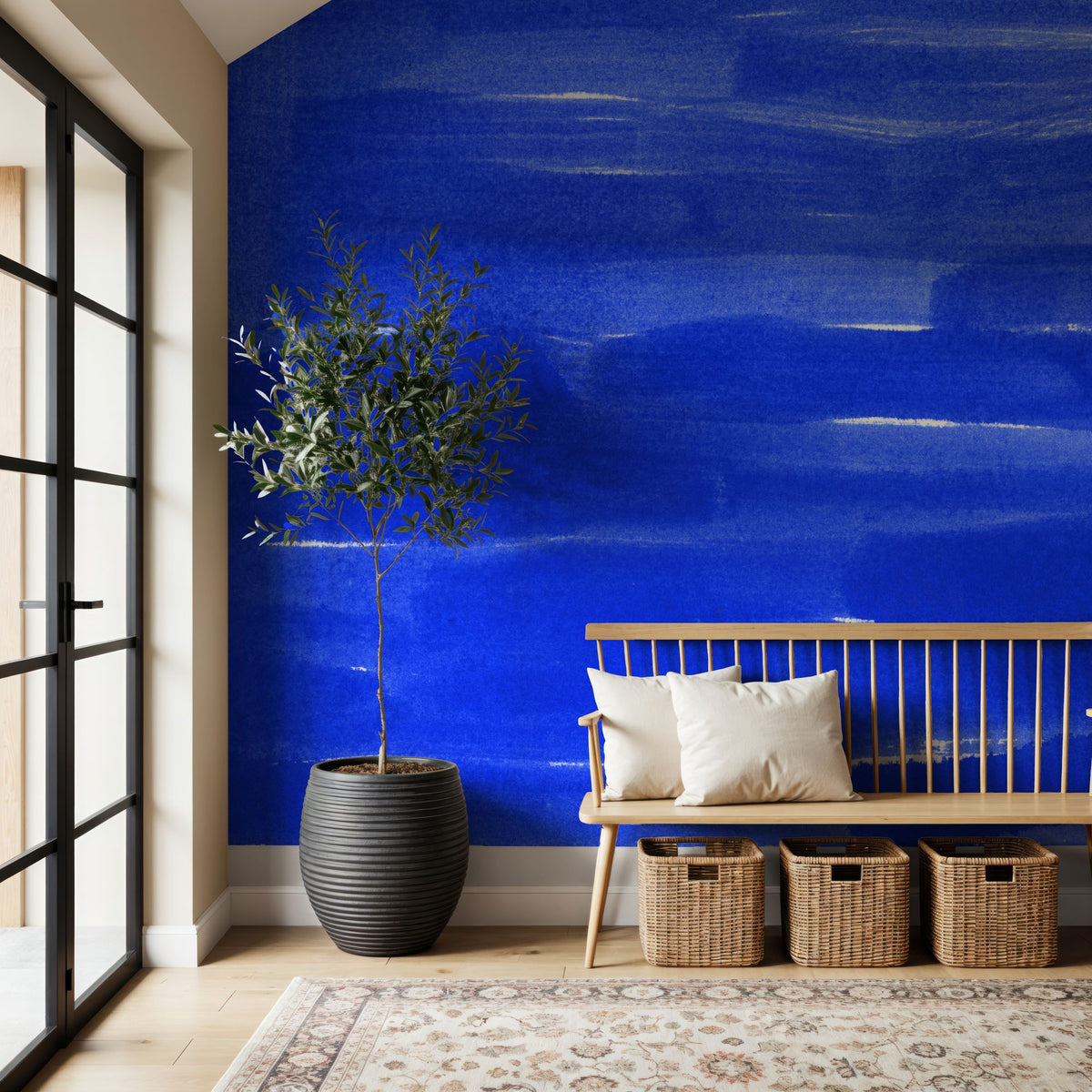 Denim Cloud Strokes Mural Wallpaper - room preview 04