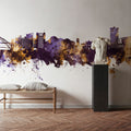 Gateshead England Skyline Purple & Gold Mural Wallpaper - room preview 04