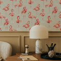 Flamingo Goals Gray Mural Wallpaper - room preview 04