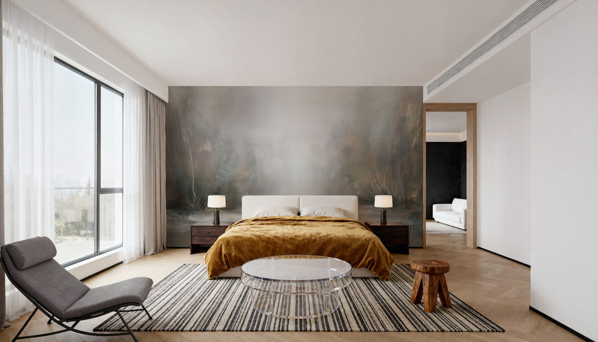 Taupe Horizon Mural Wallpaper - room preview 04