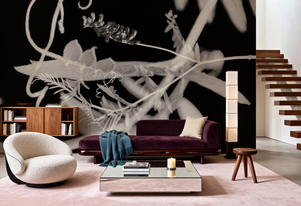 Flower Dreams BW II Mural Wallpaper - room preview 04