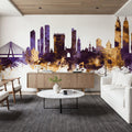 Mumbai Skyline India Bombay Purple & Gold Mural Wallpaper - room preview 04