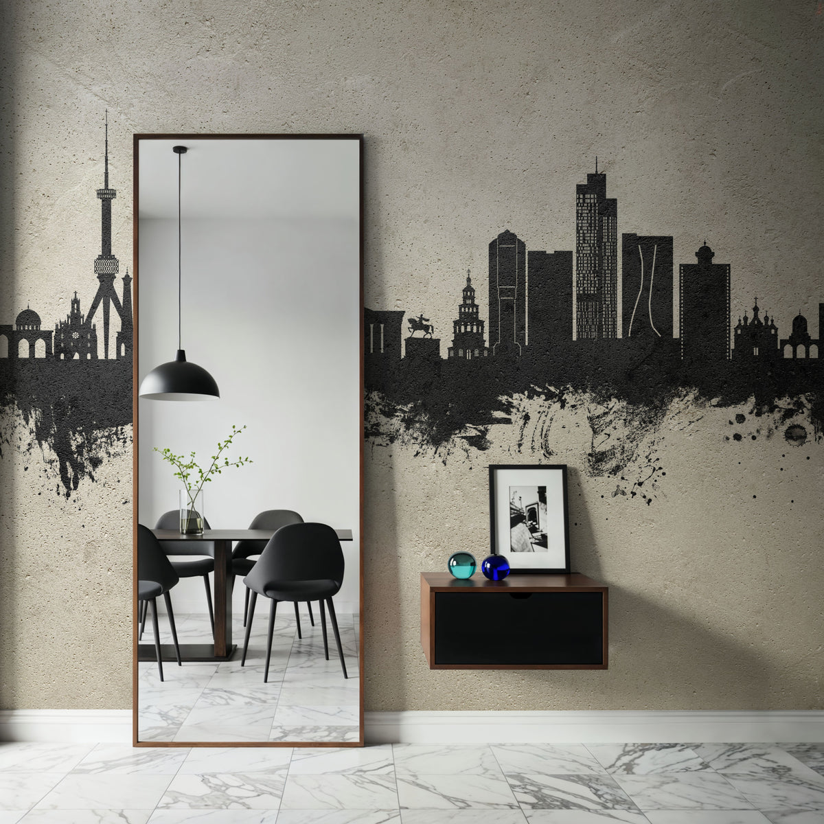 Tashkent Uzbekistan Skyline Concrete Mural Wallpaper - room preview 04