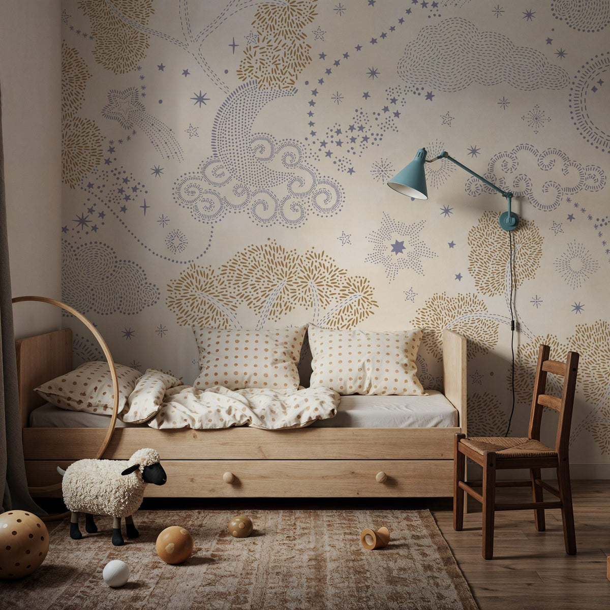 Moonlit Sky, Cream Mural Wallpaper - room preview 04