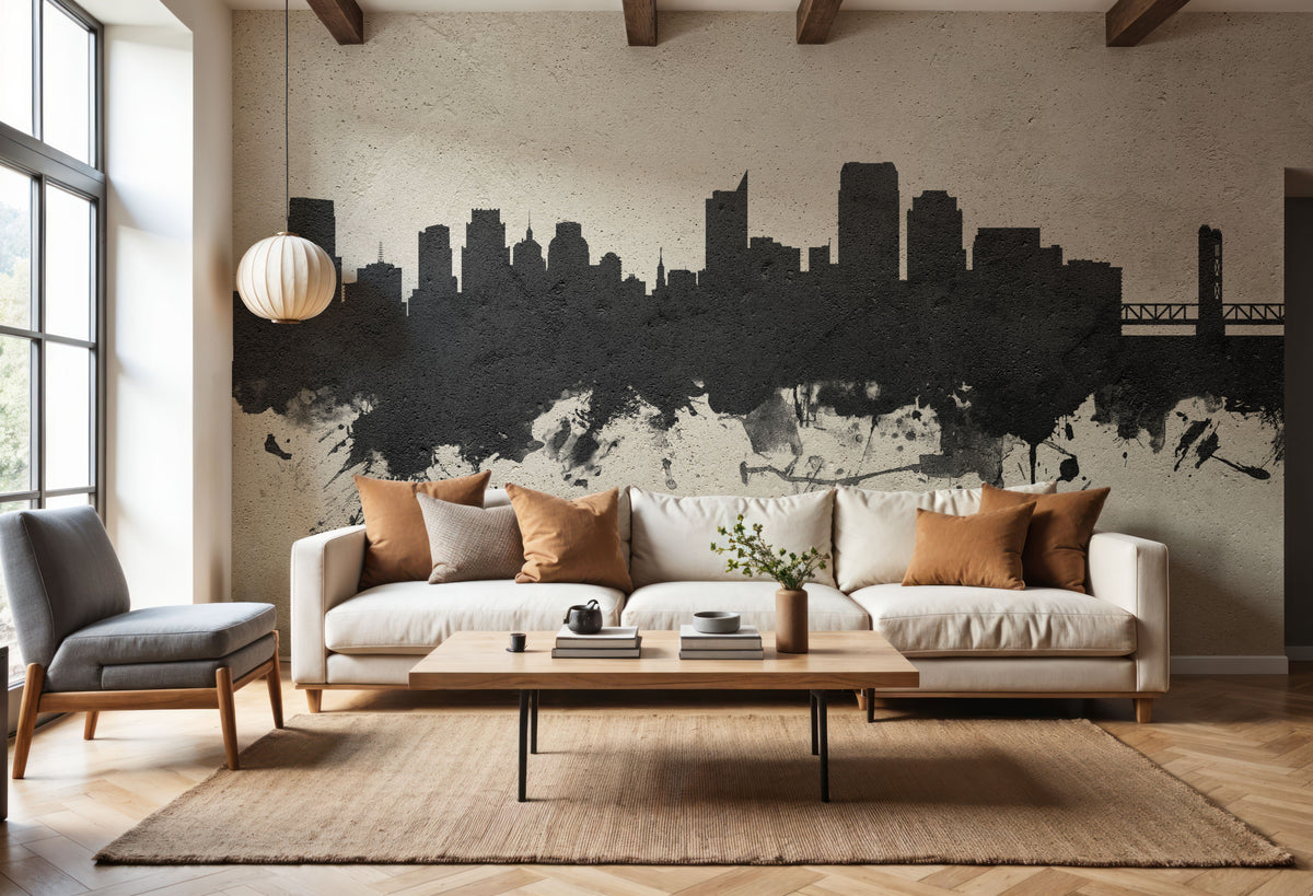 Sacramento California Skyline Concrete Mural Wallpaper - room preview 04