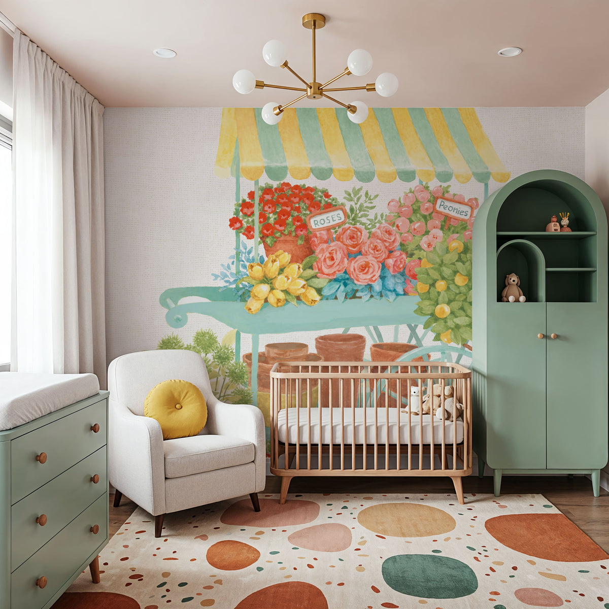 Flea Market Flowers III Mural Wallpaper - room preview 04