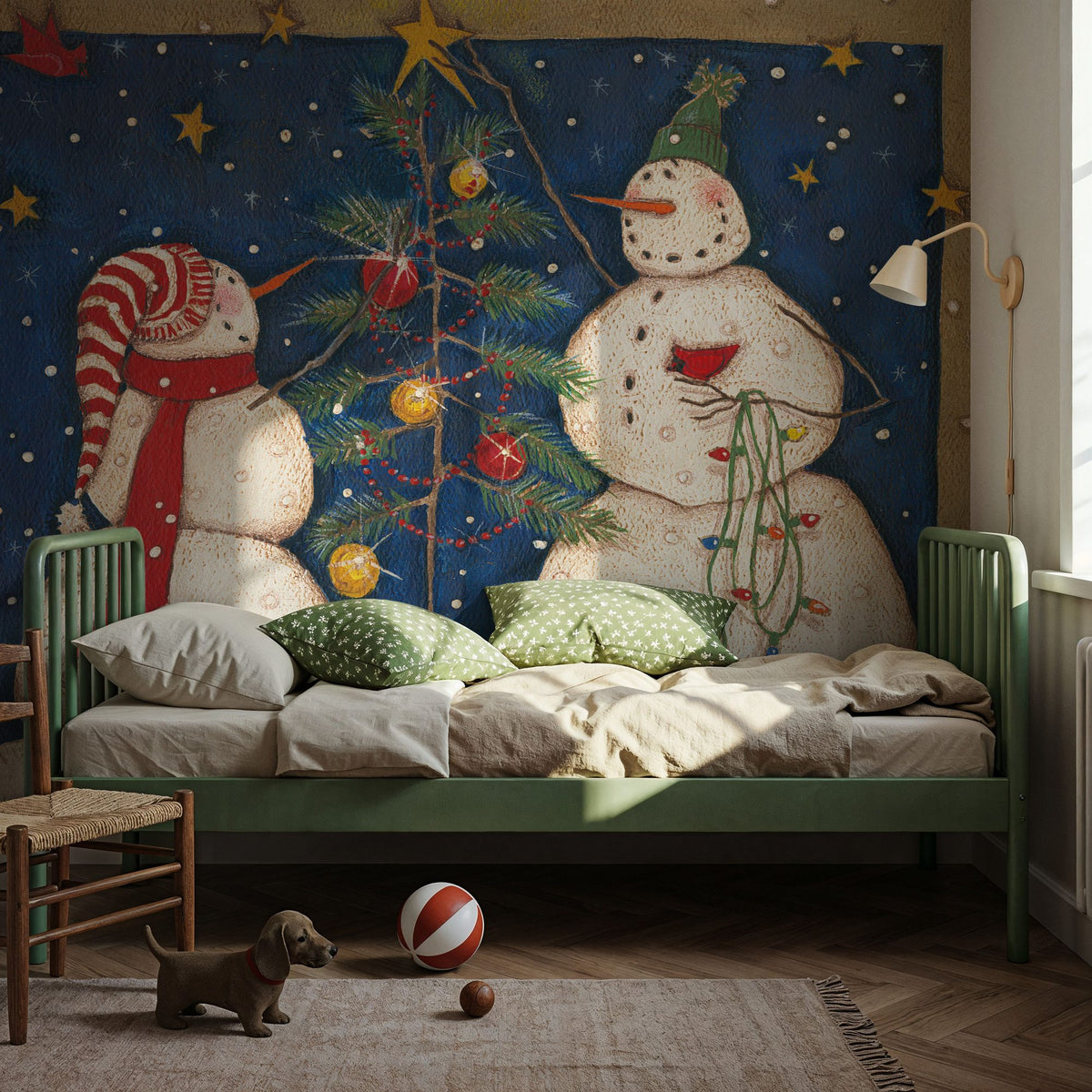 Seasonal Snowman XII Mural Wallpaper - room preview 04