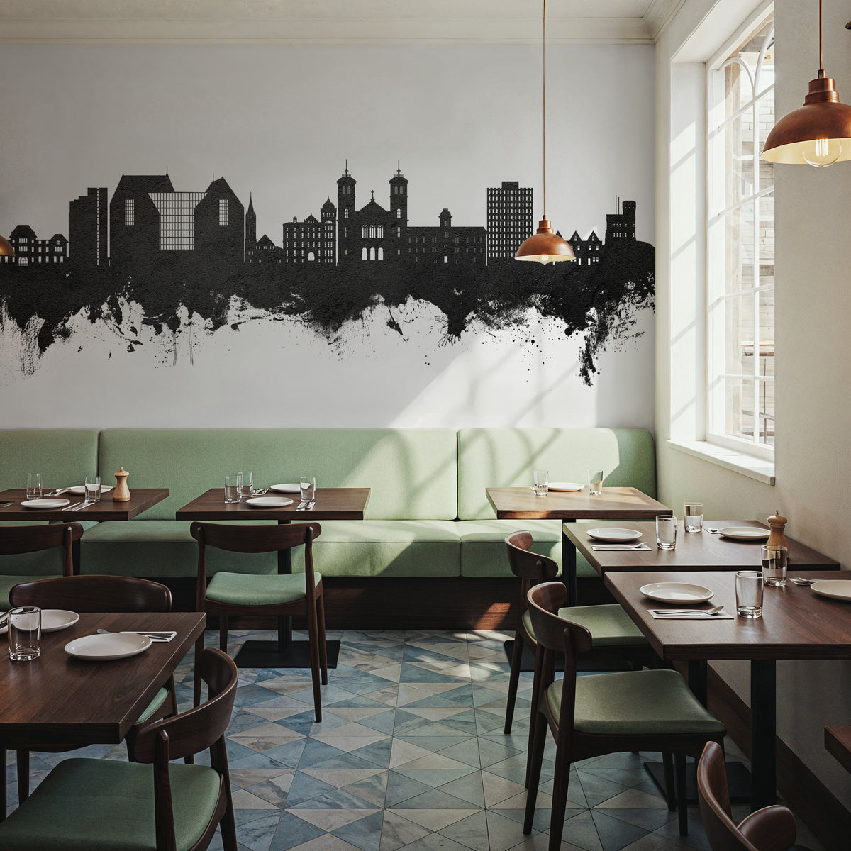 St John's Canada Skyline Black & White Mural Wallpaper - room preview 04