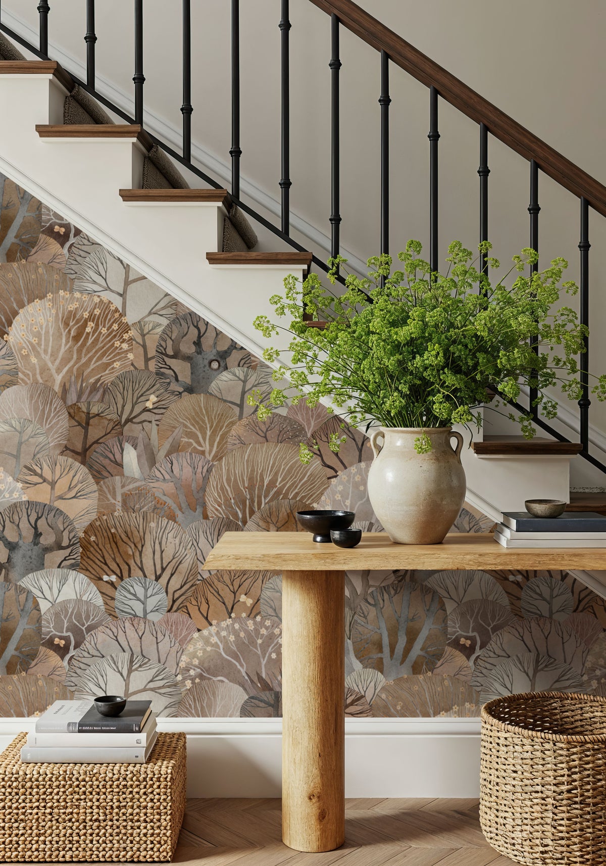 Fantasy Treetops, Beige Earth Mural Wallpaper - room preview 04