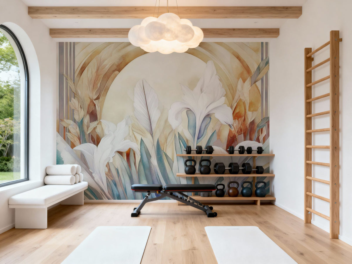 Irises At Sunrise Yellow Mural Wallpaper - room preview 04