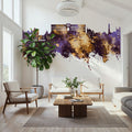 Oban Scotland Skyline Purple & Gold Mural Wallpaper - room preview 04