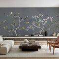 Birds in the Garden Dark Blue Mural Wallpaper - room preview 04