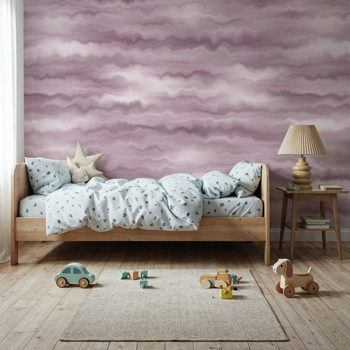 Moire Fumé, Cloud Rose Mural Wallpaper - room preview 04