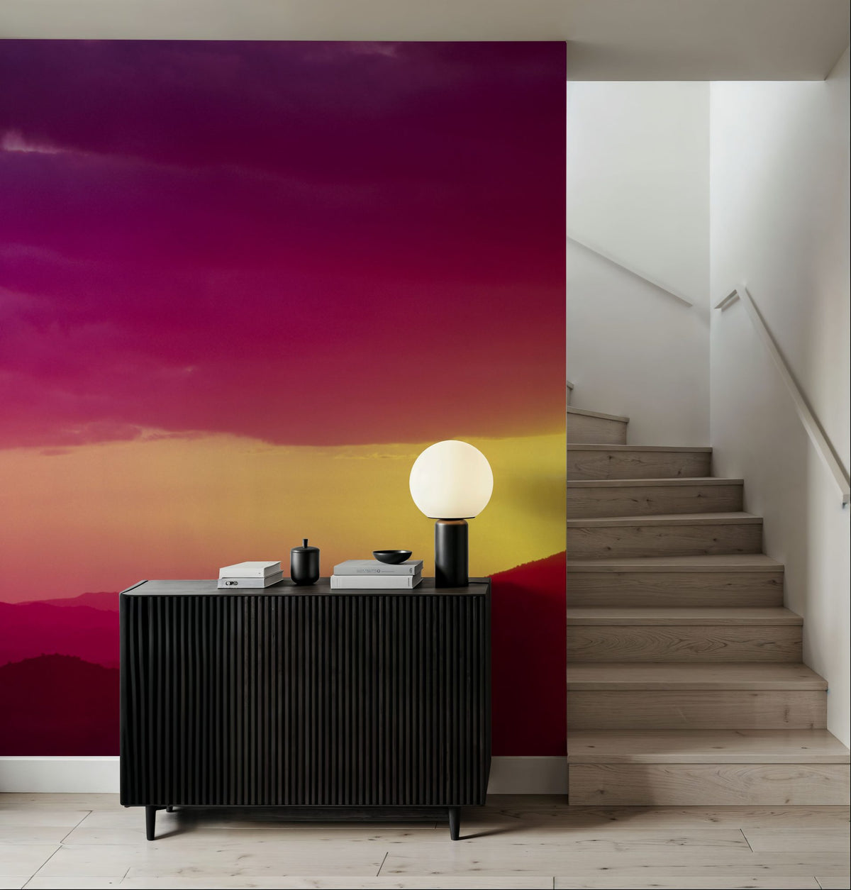 Magenta Twilight Peaks Mural Wallpaper - room preview 04