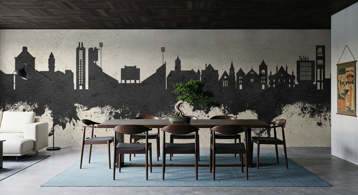 Lawrence Kansas Skyline Concrete Mural Wallpaper - room preview 04