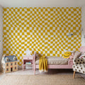Warped Checkerboard, Sunflower Mural Wallpaper - room preview 04