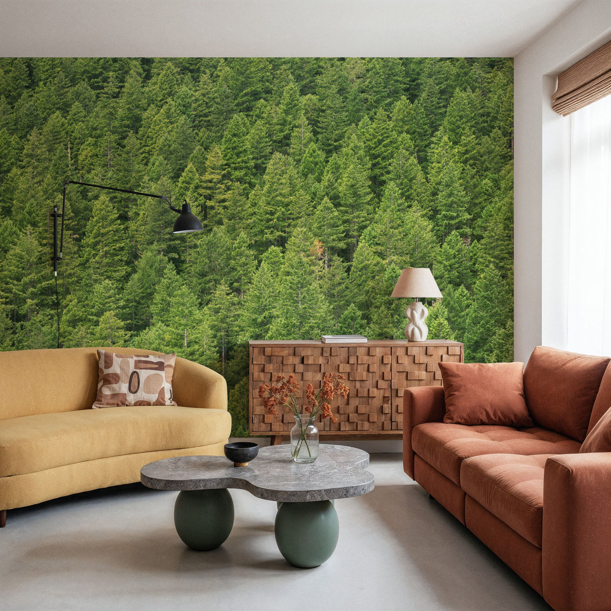 Evergreen Forest in Washintong State Mural Wallpaper - room preview 04