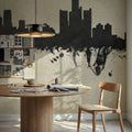 Detroit Michigan Skyline Concrete Mural Wallpaper - room preview 04