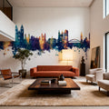 Magdeburg Germany Skyline Blue & Bronze Mural Wallpaper - room preview 04