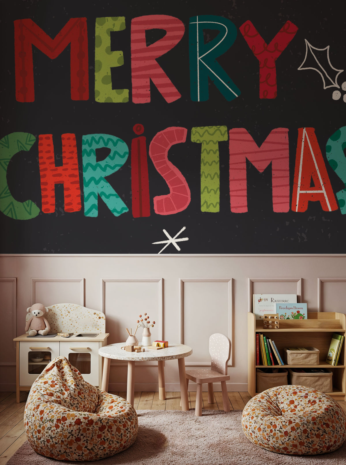Holiday Wishes IV Mural Wallpaper - room preview 04