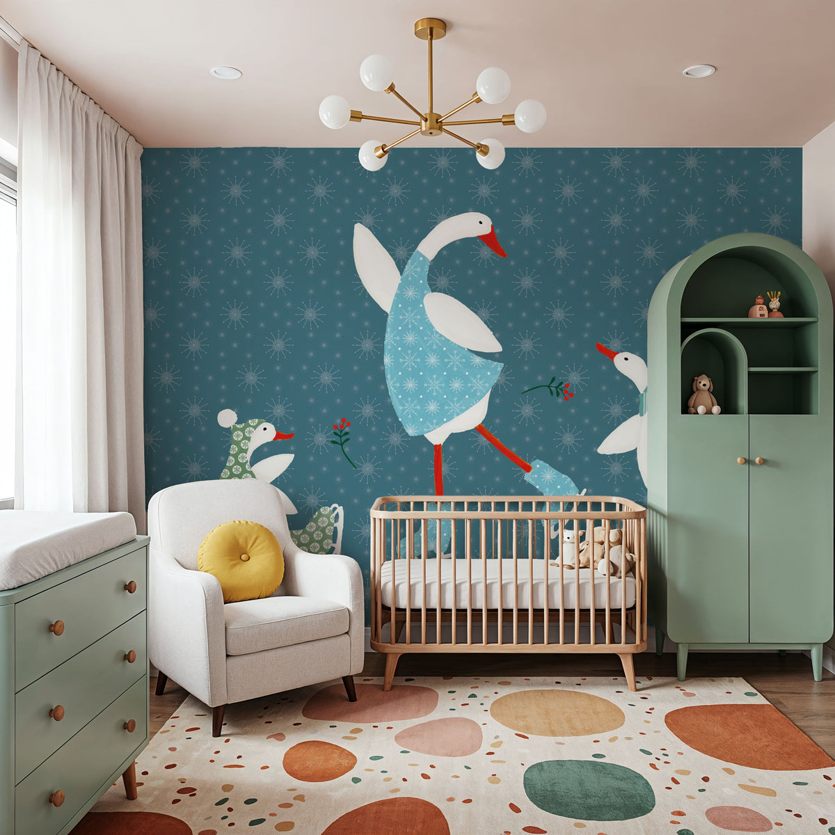 Ducks in the Snow VI Mural Wallpaper - room preview 04