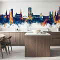 Wuppertal Germany Skyline Blue & Bronze Mural Wallpaper - room preview 04