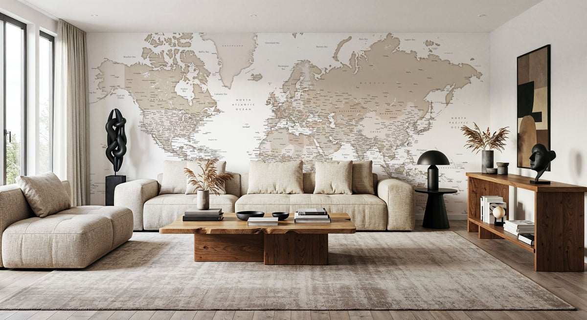 World Map Cities - Louie Mural Wallpaper - room preview 04
