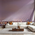 Twilight Bridge Crossing Mural Wallpaper - Neutral Tone - room preview 04
