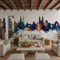 Nürnberg Germany Skyline Blue & Bronze Mural Wallpaper - room preview 04