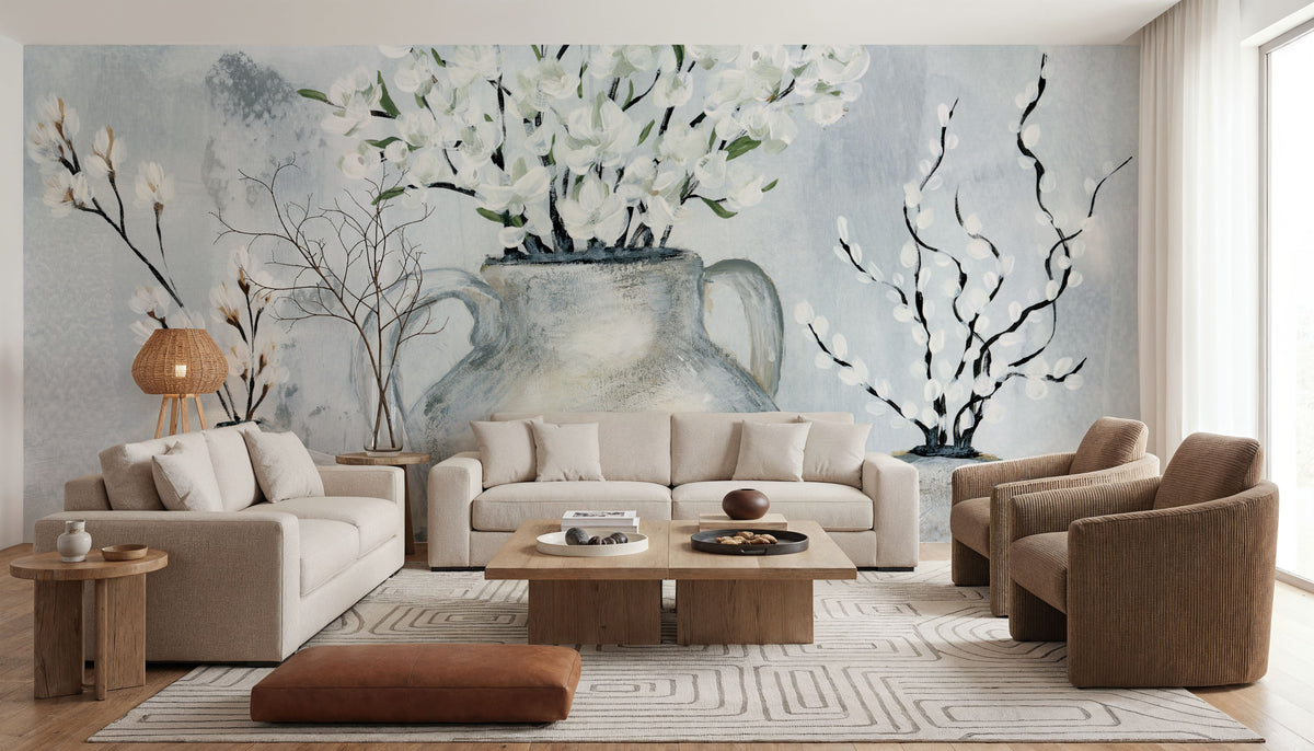 Botanicals in Pottery Mural Wallpaper - room preview 04
