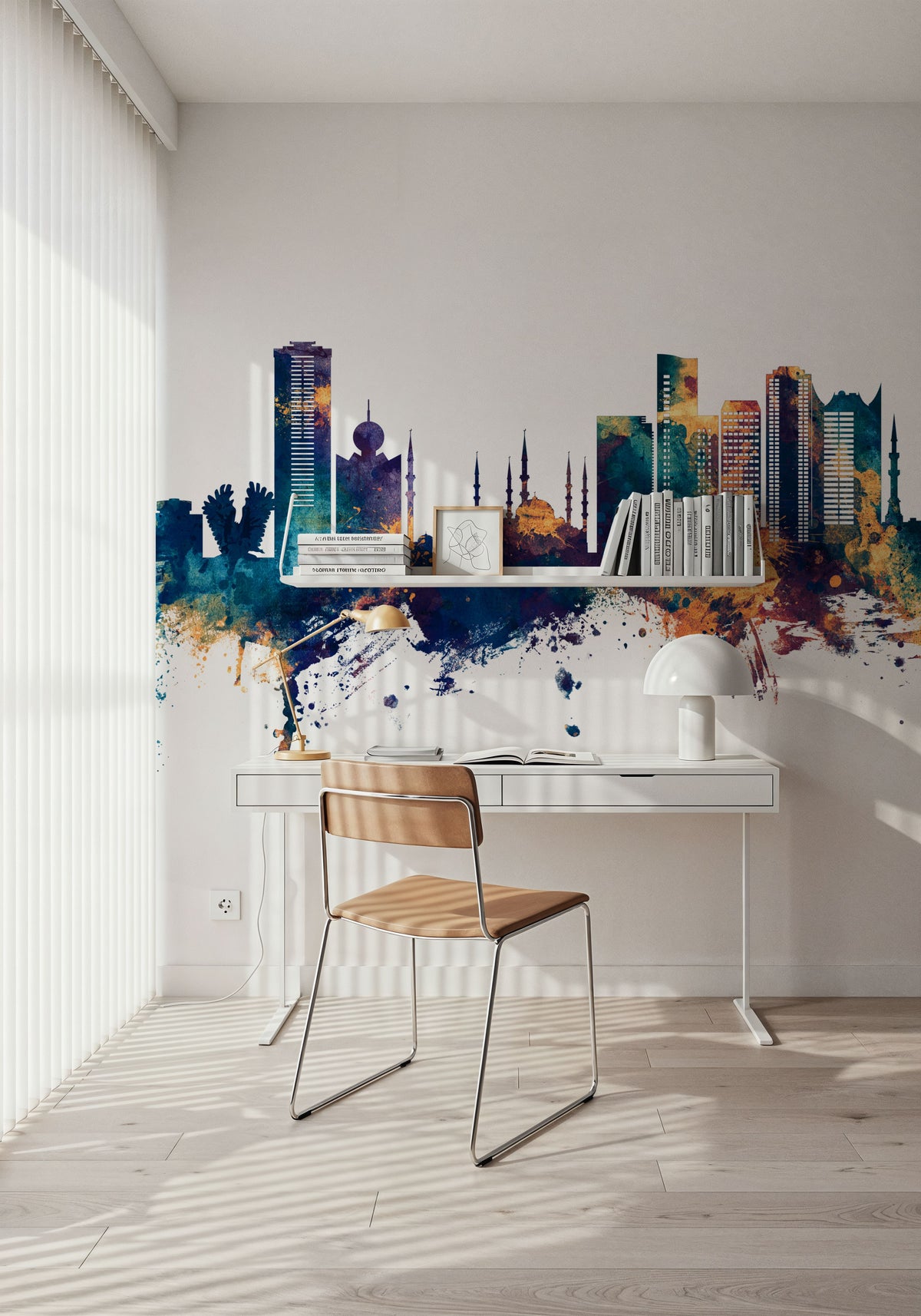 Fujairah Skyline Blue & Bronze Mural Wallpaper - room preview 04