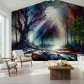 Mystical Moonlit Forest Scene Mural Wallpaper - room preview 04