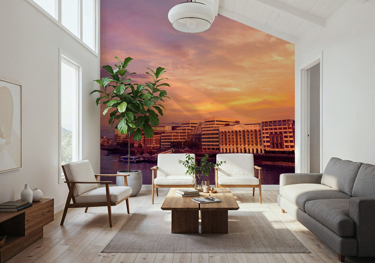 Metropolitan Sunset Orange Mural Wallpaper - room preview 04