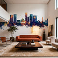 Luanda Skyline Blue & Bronze Mural Wallpaper - room preview 04