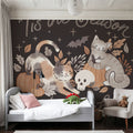Pumpkins and Paws II Dark Mural Wallpaper - room preview 04